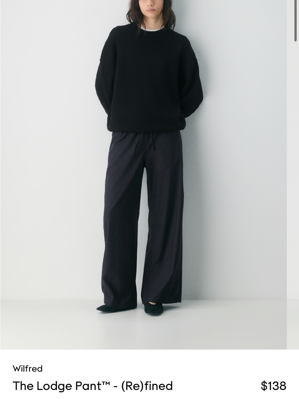 Wilfred Black Wide-Leg Lodge Pant